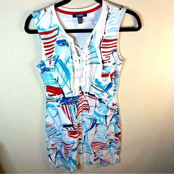 Chaps Red and Blue Nautical Dress Sz S - Picture 1 of 6